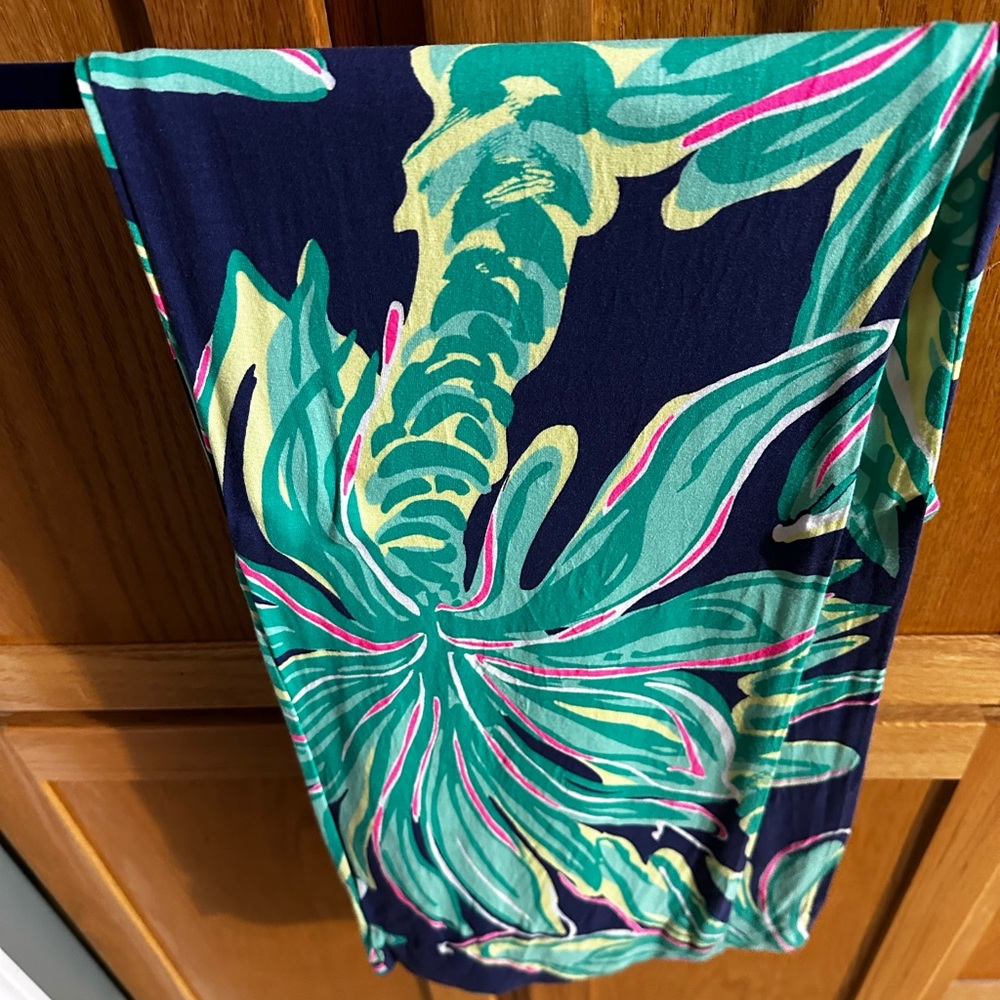 Lilly Pulitzer Tropical Green and Pink palazzo pants - Picture 2 of 3